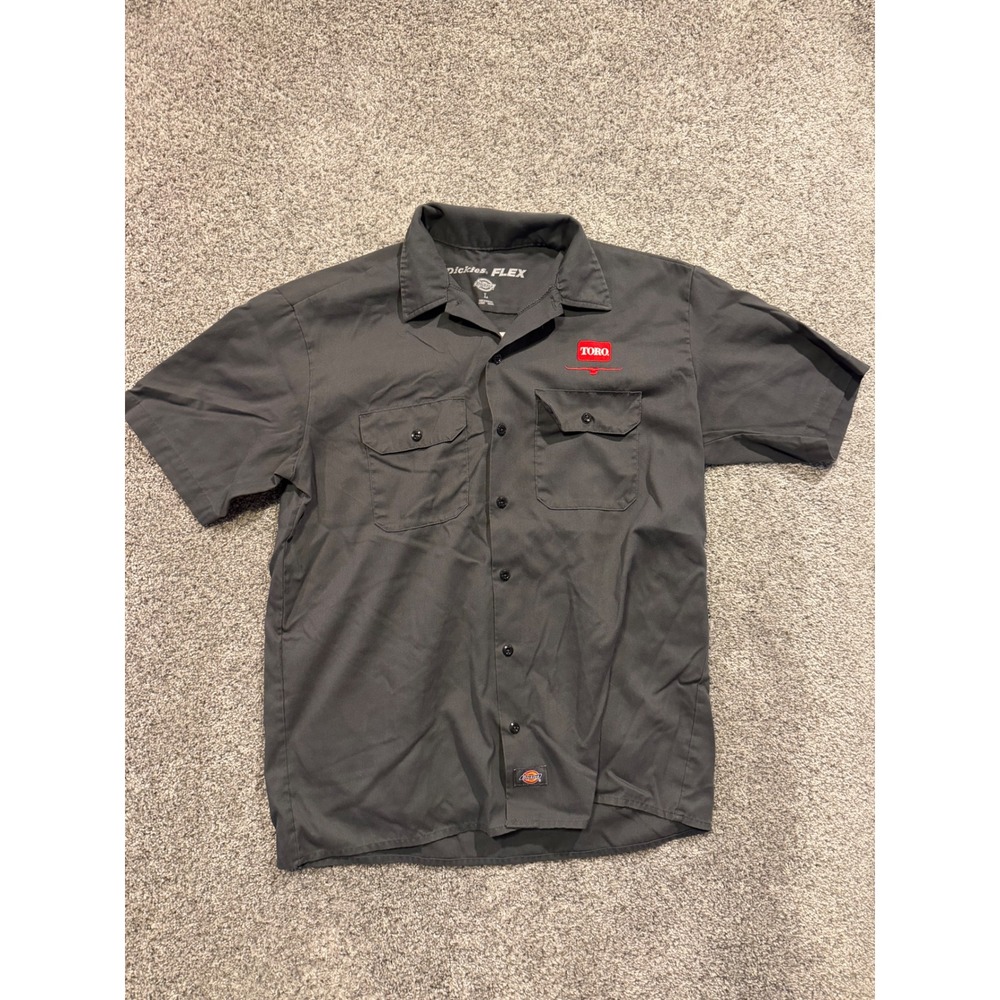 Dickies Flex Shirt Mens Large Gray Toro Unleash The Bulls Tour Work Short Sleeve